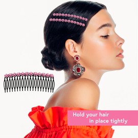 MARY LAVENDER Metal Side Hair Comb with Rhinestone and Pearls for French Twist Bangs Hair Pin Clips Hair Accessories Decorative Comb for Women Kids Girls 4pcs