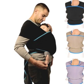 Wuti Wrap elastisches Tragetuch, Tragetasche, Stilltuch für unterwegs, einfach zu binden, trocknet schnell nach Dusche oder Schwimmbad für Neugeborene ab Geburt schwarz