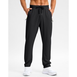 Pudolla Athletic Sweatpants for Men Water Resistant Quick Dry Hiking Running Sweatpants with Zipper Pockets(Black M)