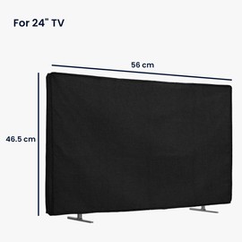 kwmobile Linen Case Compatible with 24 Inch TV - Dust Cover Protective Cover for TV - TV Screen Dust Hood in Black