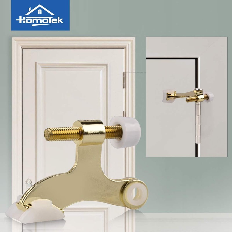 Bright Brass Hinge Pin Door Stopper with Rubber Bumper –