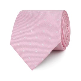 OTAA Soft Pink Polka Dots Necktie Casual Ties for Men - Perfect Neck Tie for Groomsmen Wedding Ties or Formal Occasions - Ideal Gifts for Him