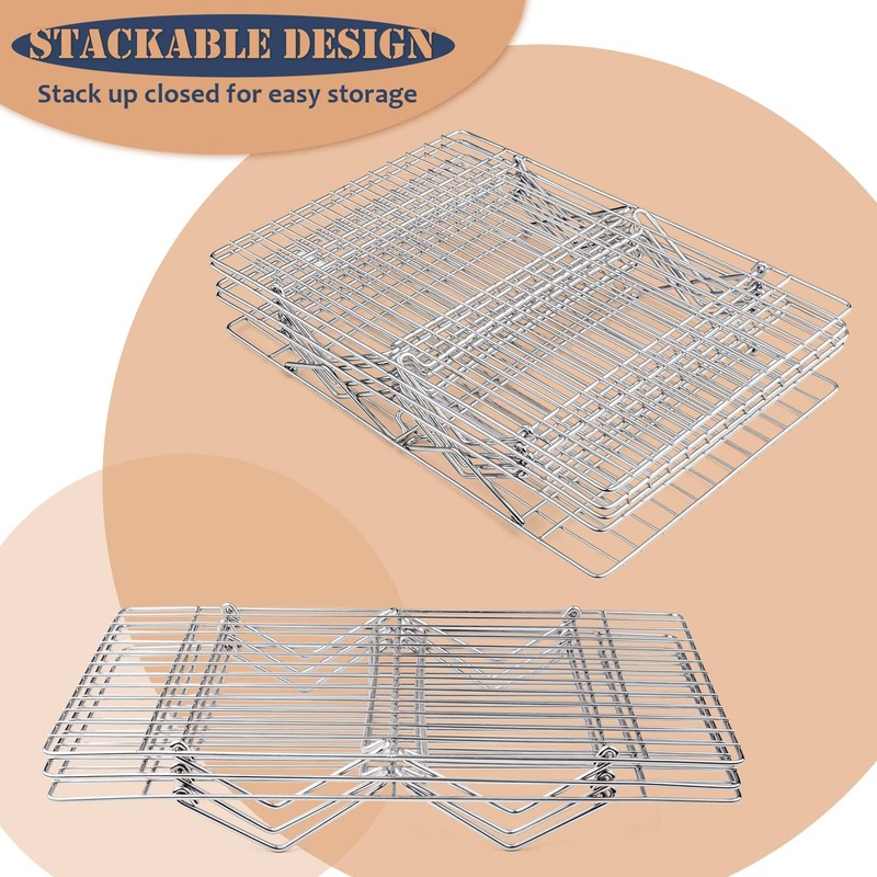 E-far 4-Tier Cooling Rack, 15”x10.1" Stainless Steel Stackable Wire Cooling