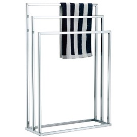 MyGift Freestanding Towel Rack, 3 Tier Metal Towel Bar Stand, Silver-Tone Chrome Plated