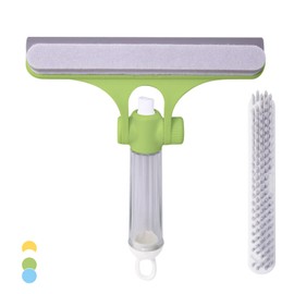 Window Glass Mirror Cleaner, Window Cleaning Brush Washing Equipment Squeegee with Spray, Window Cleaner Tool with Wet and Dry Dual-Use,Green