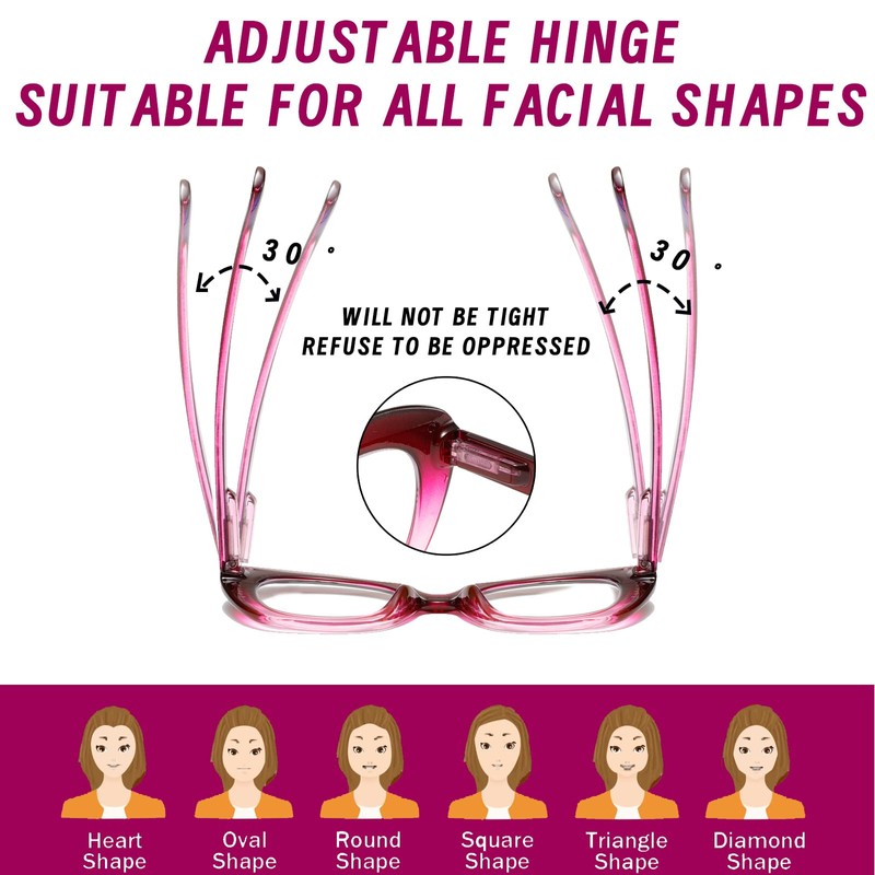 Hubeye 3 Pack Cat Eye Reading Glasses for Women Oversized