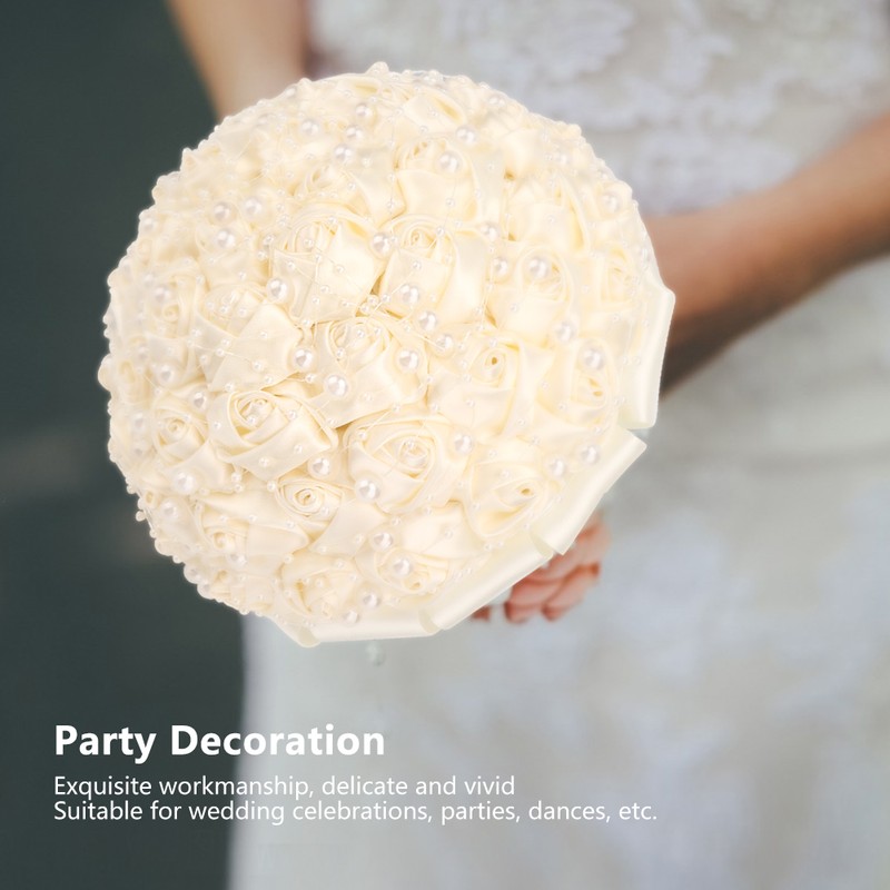 Delicate Bridal Buequet Crystal Artificial Pearl Holding Flowers Wedding Decor