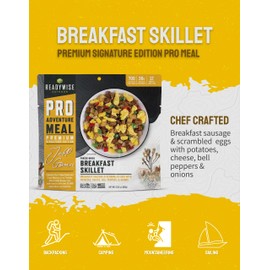 ReadyWise Outdoor Pro Adventure Meal - Breakfast Skillet, 2 Servings, 1 Pouch, Gluten Free, 700 Calories, 36g Protein, Freeze Dried Food & Dehydrated Backpacking Camping Meals, up to 5 Year Shelf Life