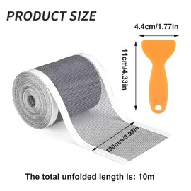 Drain Strainer Shower, Shower Drain Mesh Sticker, 100 mm x 10 m PVC Gauze Hair Strainer Shower Filter Rinse Strainer Sticker with Plastic Spatula, Disposable Drain Hair Catcher Strainer for Bathtub