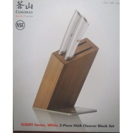 Cangshan Elbert Series 3-Piece HUA Cleaver Knife Block Set (White)