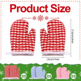 12 Pcs Kids Oven Mitts Toddler Oven Mitts Children Heat Resistant Kitchen Mitts Checkered Kitchen Oven Gloves Kids for Cooking Baking Microwave Child Play BBQ Grilling, Age 2-10(Red, Pink, Blue)