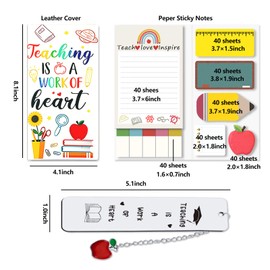 Teacher Appreciation Gifts- Teaching is A Work of Heart Bookmark&Sticky Notes Set- Cute Student Teacher Gifts, Novelty Daycare Teacher Gift, Teacher Christmas Gifts, Teacher Valentine Gift