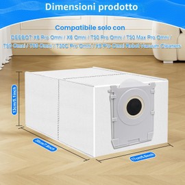 12 Sacchetti per DEEBOT X9 Pro/X8 Omni, T50/T50 Max/T50 Pro Omni, T80 OMNI, T30C Pro OMNI Aspirapolvere, Accessori per Sacchetti per Aspirapolvere al Carbone Attivo