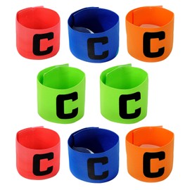 Vueinrg Pack of 8 Captain's Armband Football Captain's Bracelet Children's Capitains Armband Player's Armband Adjustable Elastic Captain Armband Velcro Fastening for Junior Senior Adults