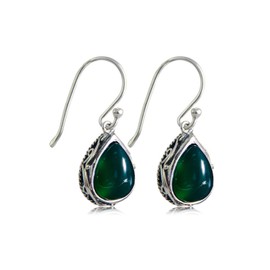Green Earrings for Women Emerald Drop Earrings Teardrop Vintage Earrings Dangle Earrings Silver Retro Crystal Earrings Vintage Jewelry Gift for Women (Green)