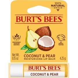 Burt 's Bees Hidratante Bálsamo de Labios, Coco & Pear 100% Natural Con Cera de abejas & Extractos de Fruta – 1 tubo