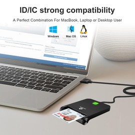 ZOWEETEK CAC Reader Military, CAC Card Reader Military, Smart Card Reader Military, Compatible with Windows, Mac OS and Linux