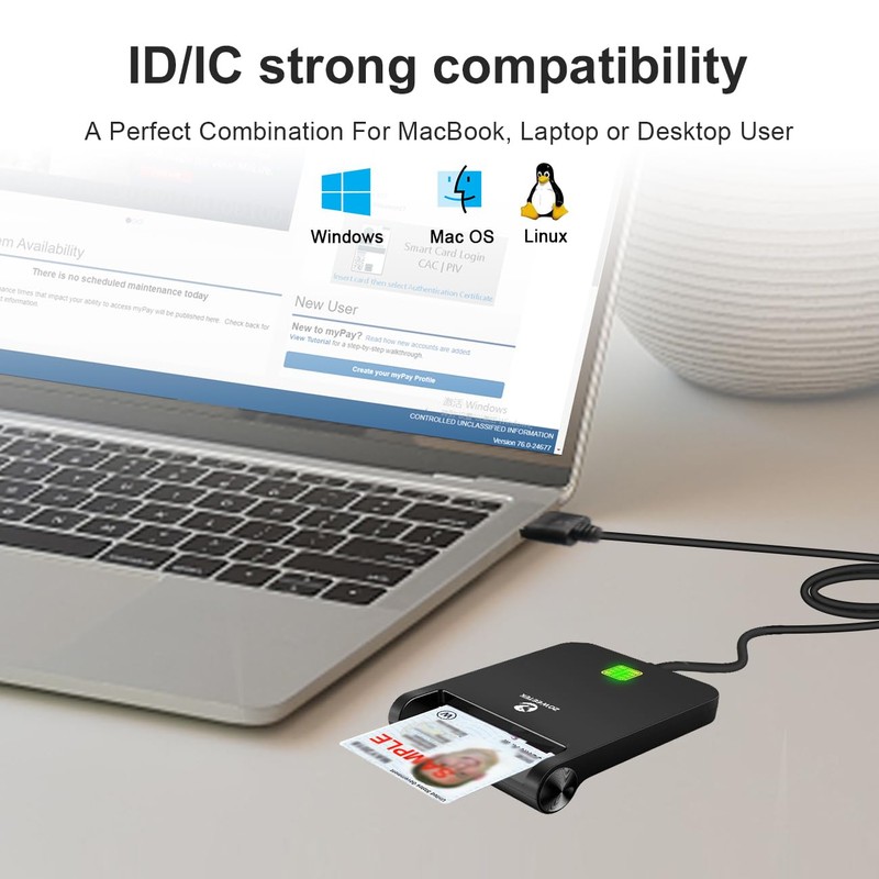 ZOWEETEK CAC Reader Military, CAC Card Reader Military, Smart Card