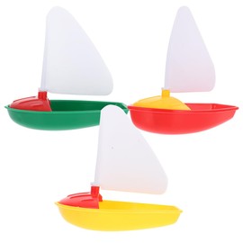 Toyvian 3PCS Toddler Bathtub Sailing Boats - Mini Boat Toys, Plastic Sailboat, Floating Row Swimming Pool Yacht for Kids