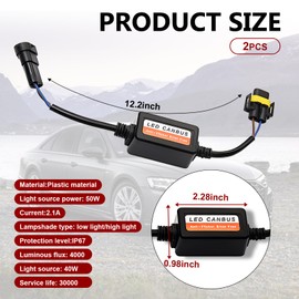 Prywog 2 PCS Car LED Light Bulb Decoder, H11/H8/H9 Radio Audio LED Filter Warning Error Decoder, Anti-flicker Plug and Play Automobile Repair Accessories, Universal for Most Cars (Black)