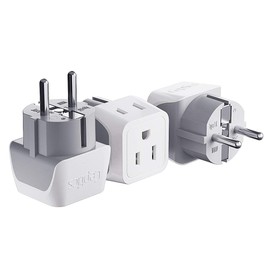 Ceptics Schuko Germany, France Plug Adapter, Dual Input - Ultra Compact Light Weight - Usa to Russia, South Korea Travel Adaptor Plug - Type E/F (3 Pack)