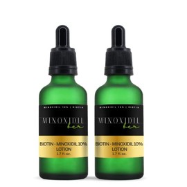 Loción estimulante para cabello, barba y cejas, enriquecida con biotina, UNISEX - al 10%, incluye 2 botellas de 50 ml cada una