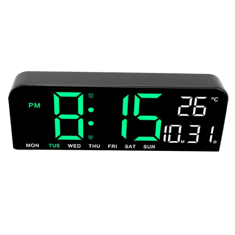 Digital Alarm Clock Large LED Display Desk Wall Clock with