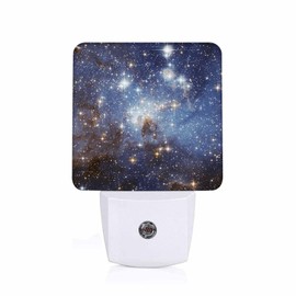 Chrobak LED Night Light,Blue Starry Sky Universe LED Night Light Plug into Wall with Dusk to Dawn Light Sensor White Energy Efficient Nightlight for Bedroom Bathroom Hallway Living Room Kitchen