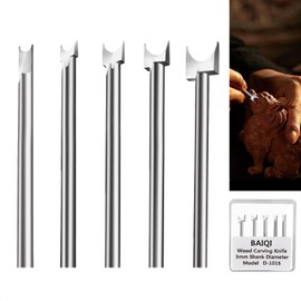 BAIQI Wood Carving Tool Kit 5 Different Drill Bits DIY Carving Crafts Shape 3mm Shank Diameter Sturdy Steel Culpture Knife (Bead Knife)