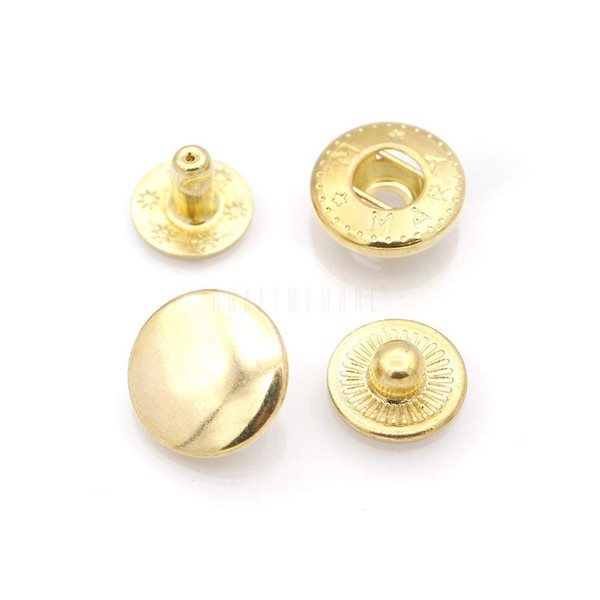 CRAFTMEMORE 50 Sets Multi-Size Gold Plating Snap Buttons S-Spring Socket