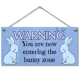 CARISPIBET Warning you are now entering the bunny zone home signs cute decorative signs for pet owners bunny lovers welcome signs living room décor 6" x 12"