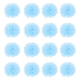 sourcing map 16 Pcs Ribbon Peony, 2 Inch Lapel Pin for Men Satin Ribbon Flower Peony Artificial Fabric Flowers for DIY Crafting Accessories Sewing Wrapping Wedding Gift Decoration, Light Blue