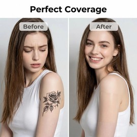 8 Pack Tattoo Cover Up Patches - ASYEHJNR Mole Cover Up Patches Waterproof Sweatproof Concealer Stickers, 3-5 Days Long Lasting Invisible Second Skin Tape for Scars, Hickeys, Pink Skin