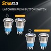 STARELO 5pcs 19mm Latching led Push Button Switch Sliver Shell,