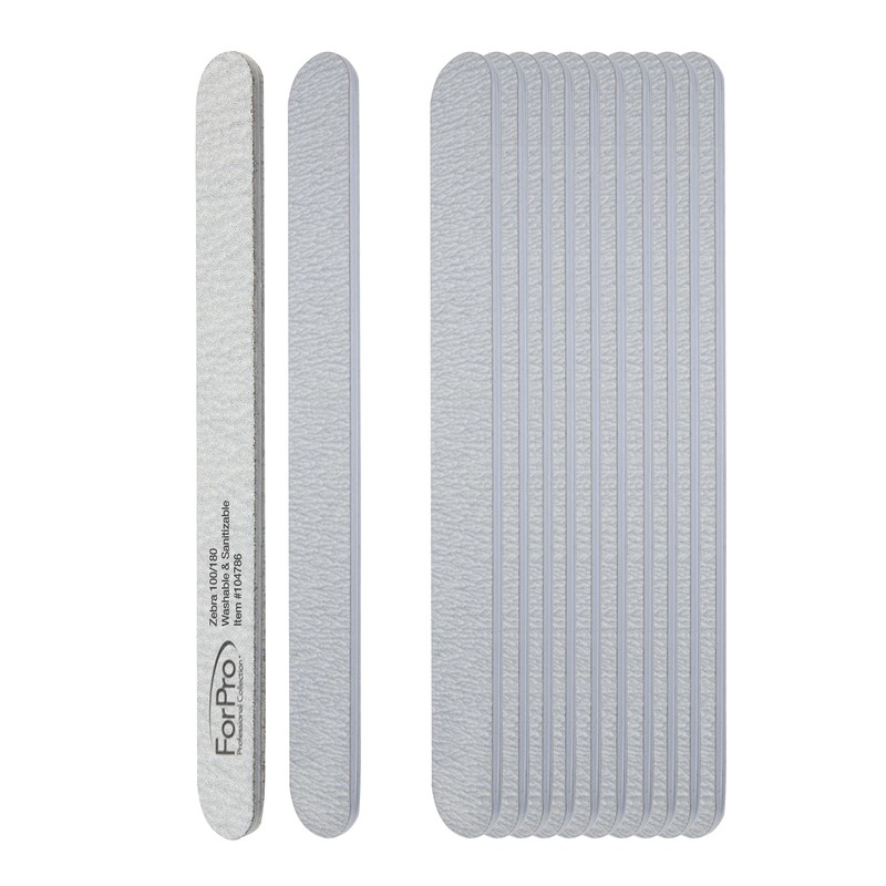 ForPro Professional Collection Nail Foam Boards, Zebra, 100/180 Grit, Double-Sided