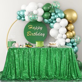 Green Tablecloth Christmas Green Sparkle Tablecloth 8.5ft Sequin Table Cloth Shimmer Fabric for Bridal Baby Shower Decorative St. Patrick's Day Buffet Parties,60x102inch