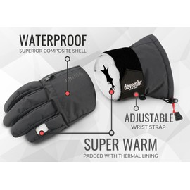devembr Advanced Ski Gloves with Wrist Protection and Removable Liner, S