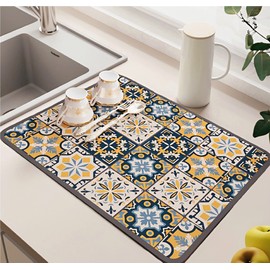 Dish Drying Mat, Kitchen, Quick-drying, Absorbent Mat, Diatomaceous Earth, Kitchen Dish Drying Mat, Rolled, Washable, Slip, Dish Rest, Sponge Wipe, Antibacterial, Deodorizing, Quick Drying,
