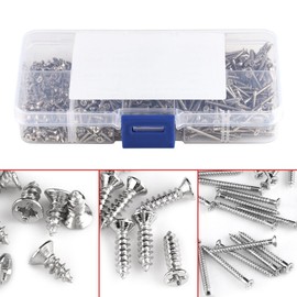 Self-Tapping Flat Head Screws, M2 Cross Drive Flat Head Self-Tapping Screws Woodworking Fastener with Box for Home Office Appliance Wood Furniture 800PCS
