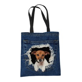 Jack Russell Terrier Gifts for Dog Lovers Owners - Shopper Shoulder Tote Bags for Women - Reusable Shopping Bag for Groceries, Gift bags, Book Bag, Travel Bag - Polyester Cloth Fabric