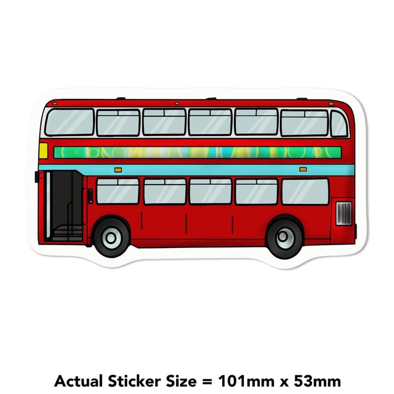 Medium 100mm 'Double-Decker Bus' Permanent Sticker Decal for Cars/Windows/Bins/Walls etc