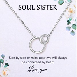 Jewmon Sister Necklace Gifts from Sister 925 Sterling Silver Interlocking Circles necklace for Women Friendship Gifts FP0270W-S