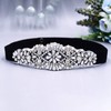 ULAPAN Rhinestone Black Elastic Belts for Women Interlocking Stretch Belt(S394),