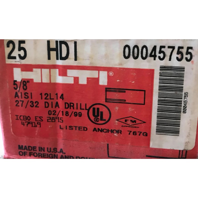 HILTI HDI STAINLESS STEEL CONCRETE ANCHOR for 5/8 UNC BOLT
