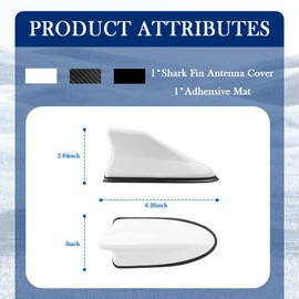 Fashionable Shark Fin Shaped Car Antenna,Car Short Antenna Cover Replacement with Adhensive Mat for Car Decor,Universal and Colorful Exterior Accessoire Voiture Fit for Most Cars (White)