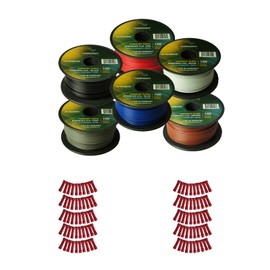 Harmony Audio Primary Single Conductor 18 Gauge Power or Ground Wire - 6 Rolls - 600 Feet - 6 Color Mix for Car Audio/Trailer/Model Train/Remote