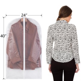 Clear Garment Bags for Hanging Clothes (Set of 12) Garment Covers with Zipper, Suit Bags for Closet Storage, Suitable for Shirts, Dress, Coat, Sweater, Jackets - 24" x 40''