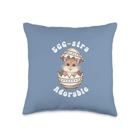 Egg-stra Adorable – Cute Baby Hamster Happy Easter Egg Throw Pillow