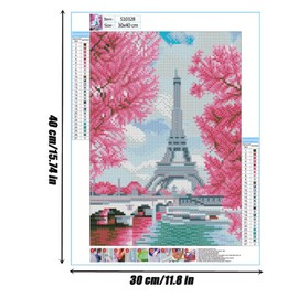 Diamond Painting Eiffel Tower Diamond Painting Paris 5D Diamond Painting DIY Diamond Painting Square Stones Crystal Rhinestone Embroidery Pictures Crafts for Wall Decoration (30 x 40 cm)