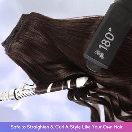 ZNXDJXE Dark Brown Clip in Hair Extensions Real Human Hair Invisible Seamless Remy Human Hair Clip in Extensions for Women 16 Inch 90g, 8pcs Per Set with Double Weft